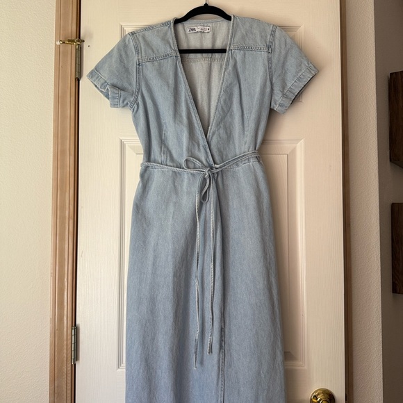 Zara Denim Maxi Wrap Dress - Picture 2 of 3